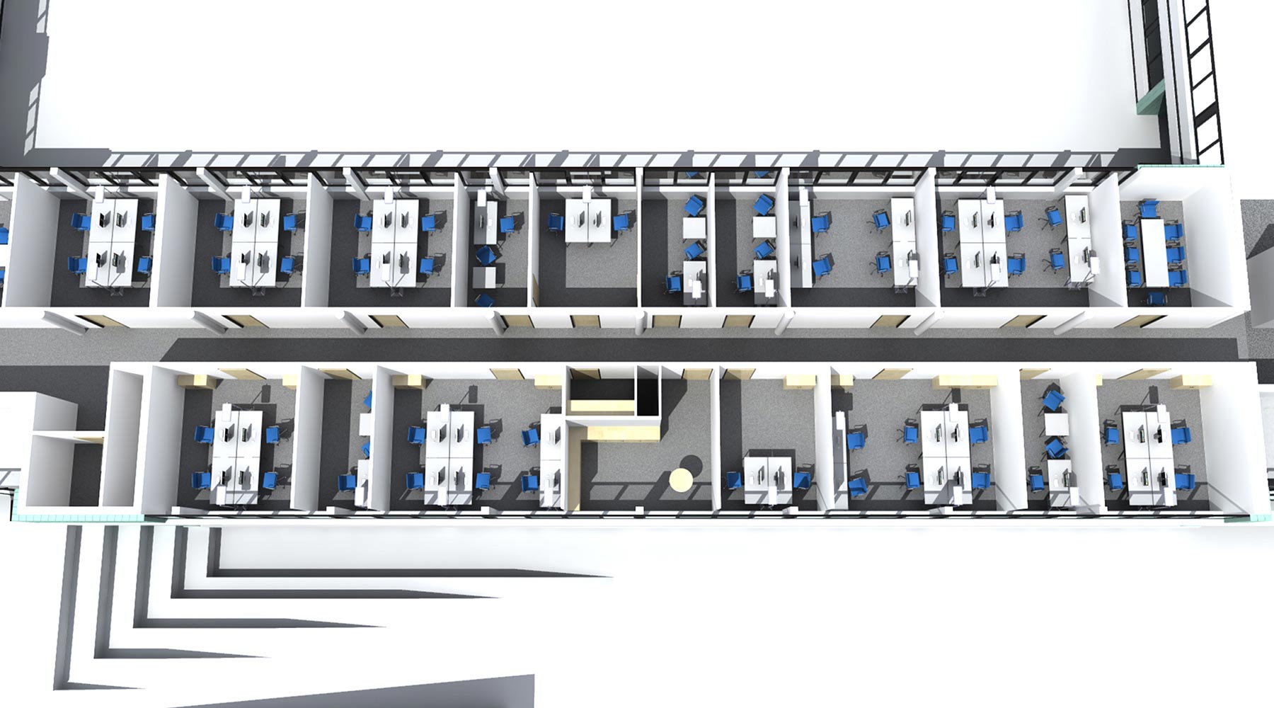 Machbarkeitsstudie für den Neubau eines Bürogebäudes in Aachen. 3D-Modell für die Raumeinteilung.